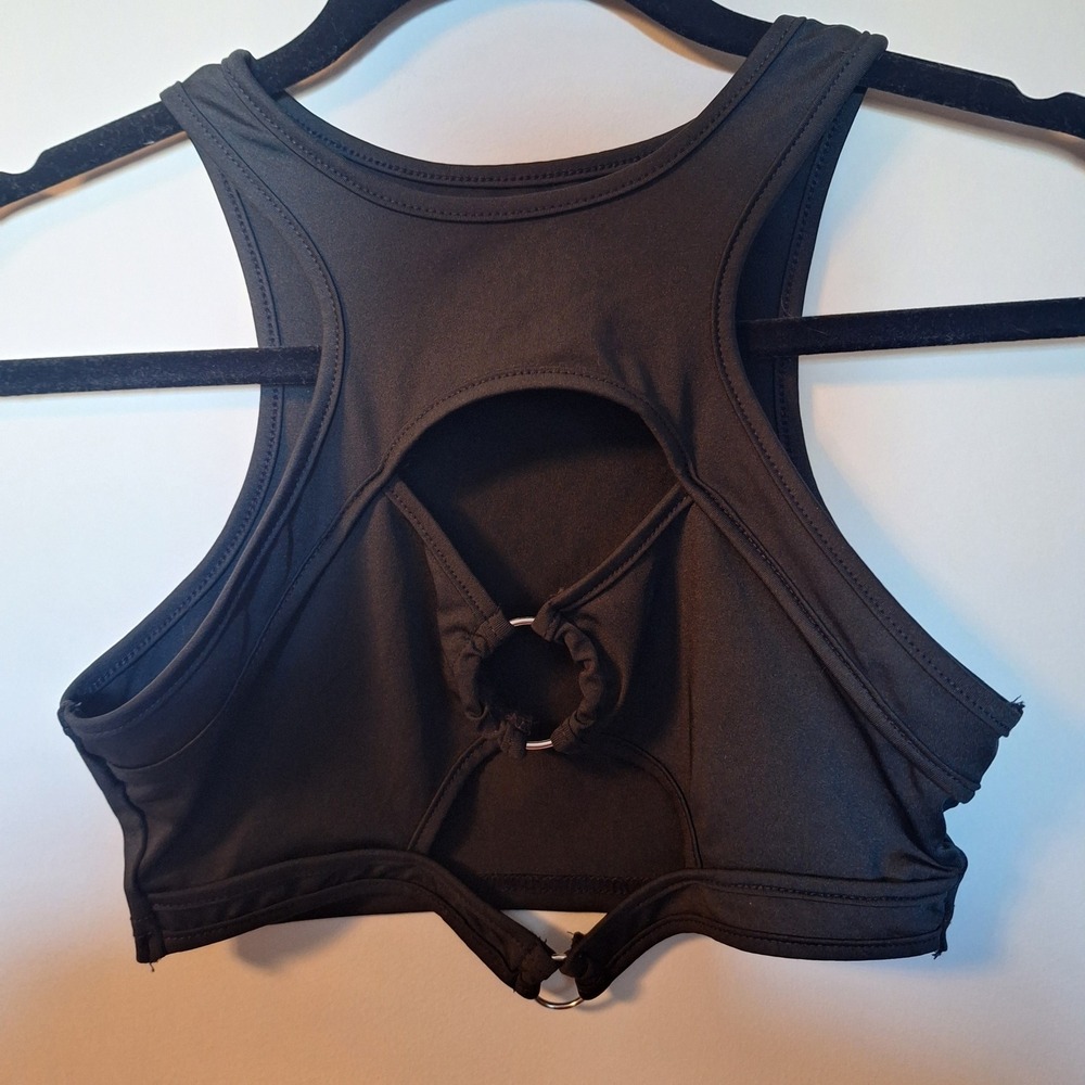 SHEIN Black O-Ring Cutout Racerback Crop Top Size 4 Small